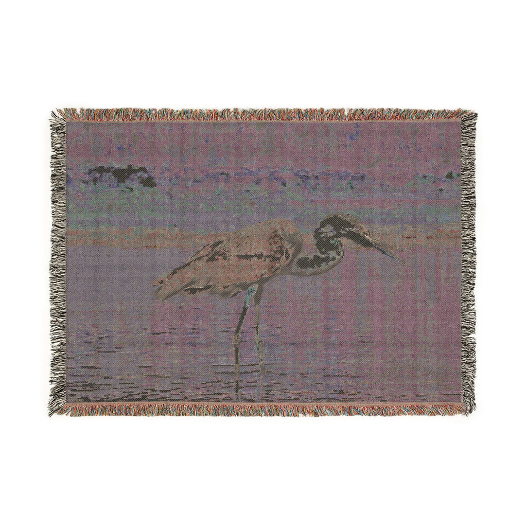 Great Blue Heron Woven Throw Blanket, Wildlife Photography Tapestry