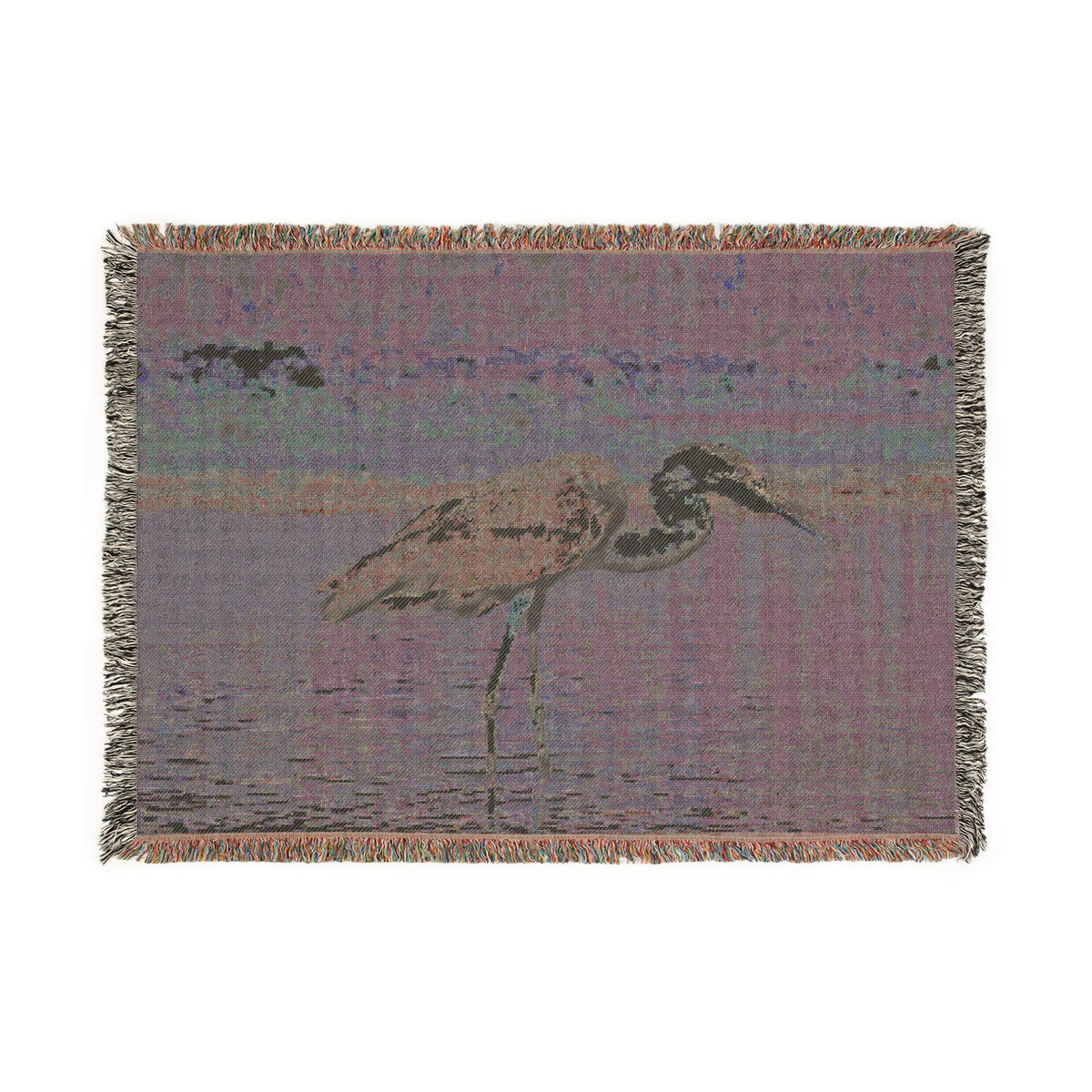 Great Blue Heron Woven Throw Blanket, Wildlife Photography Tapestry