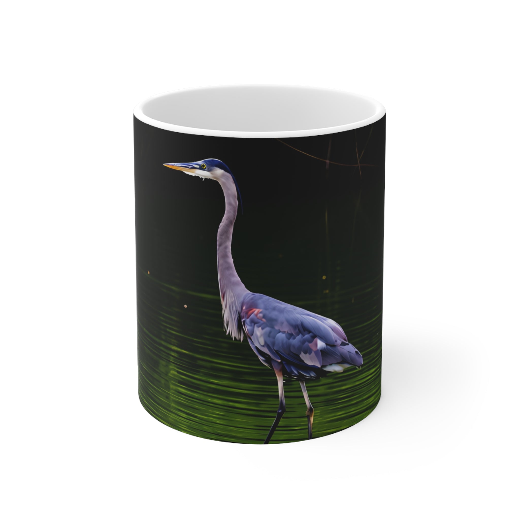 Heron in the Water Ceramic Mug 11oz – Elegant Wildlife Coffee Cup