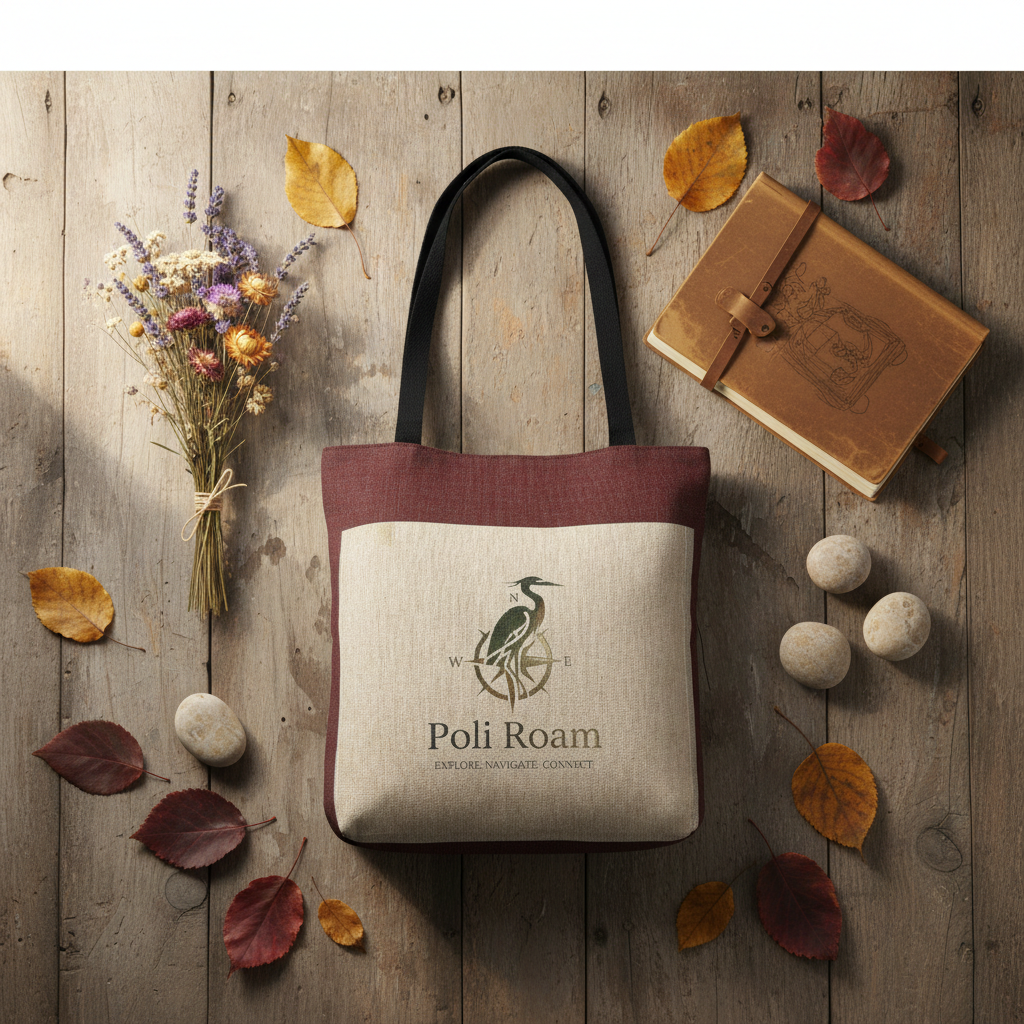 Brand Woven Tote Flat Lay