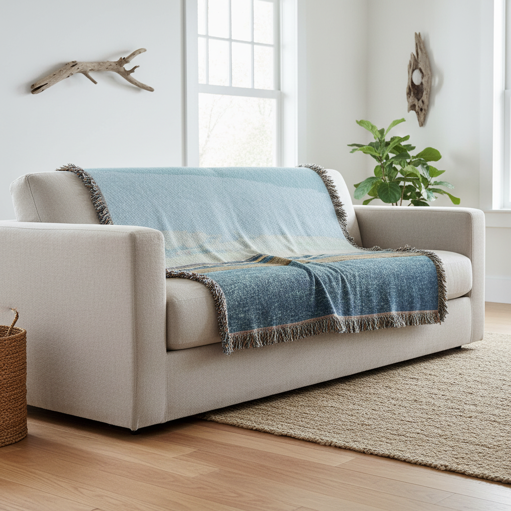 Chincoteague Island Woven Blanket – Sofa Lifestyle