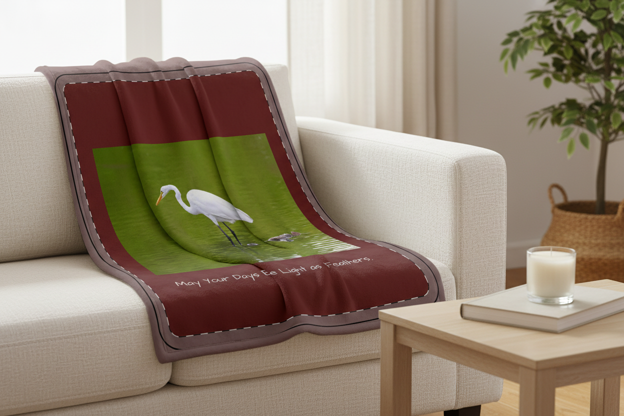 Egret Pixel Fleece Blanket (AOP)