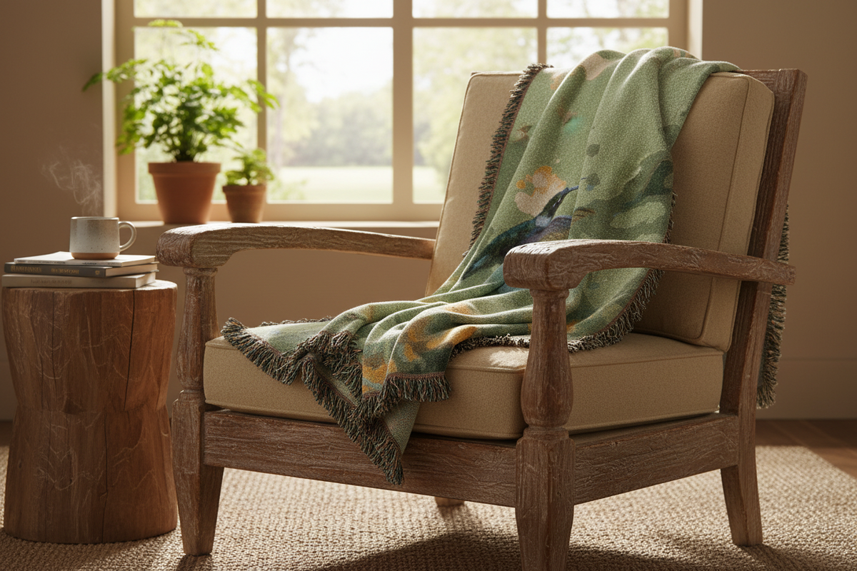Hummingbird Woven Blanket - Armchair