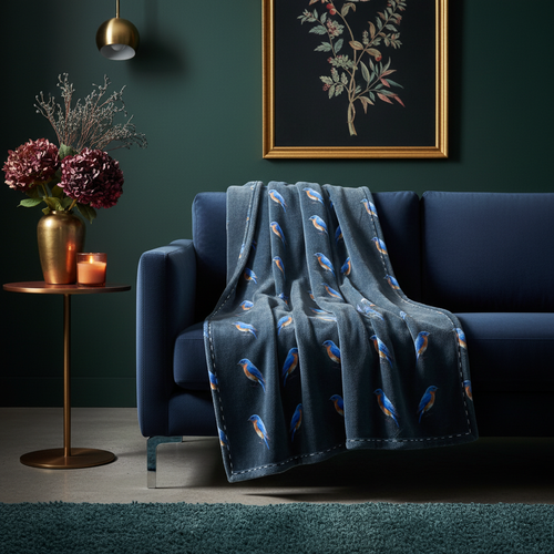 Eastern Blue Bird Pixel Fleece Blanket (AOP)