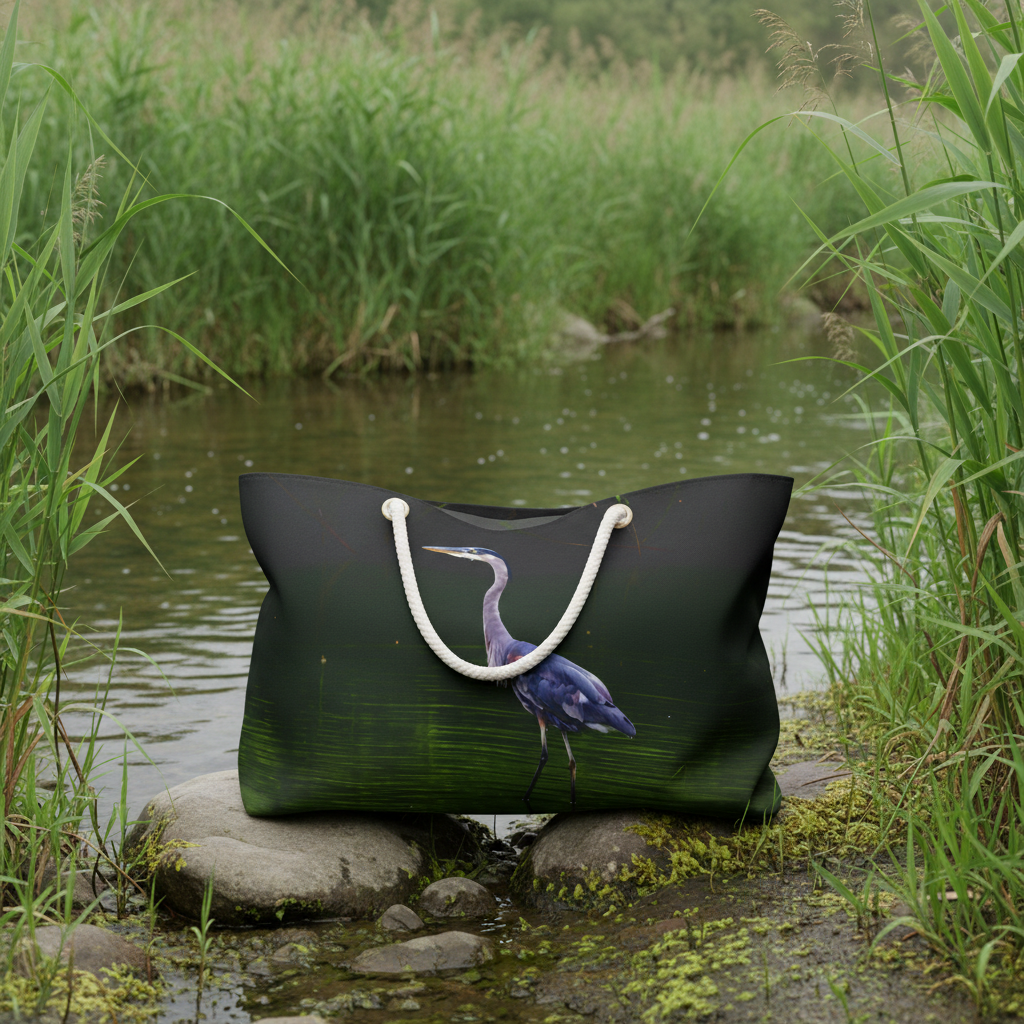 Great Blue Heron Standing in a River Weekender Bag – Wildlife Nature Travel Bag