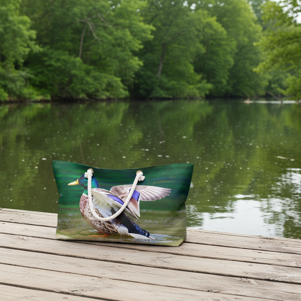Mallard Duck Bathing in the River Weekender Bag – Wildlife Nature Travel Bag