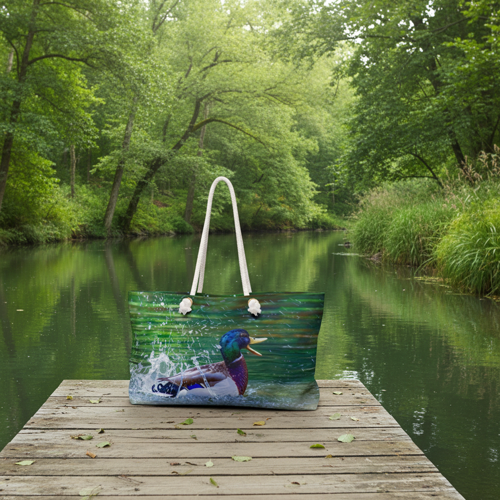 Mallard Duck in River Weekender Bag – Wildlife Nature Travel Bag