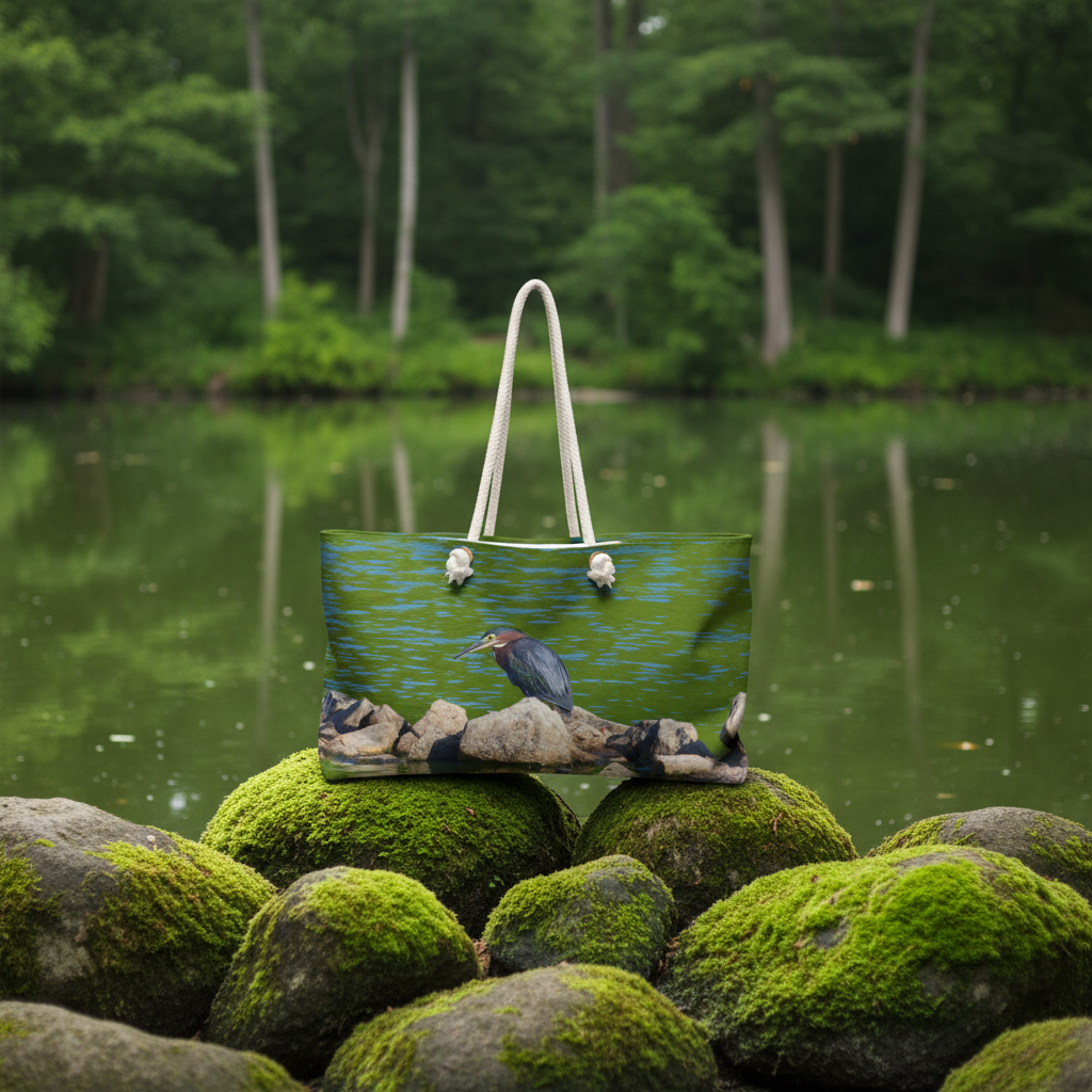 Green Heron Standing on a Rock in a River Weekender Bag – Wildlife Nature Travel Bag