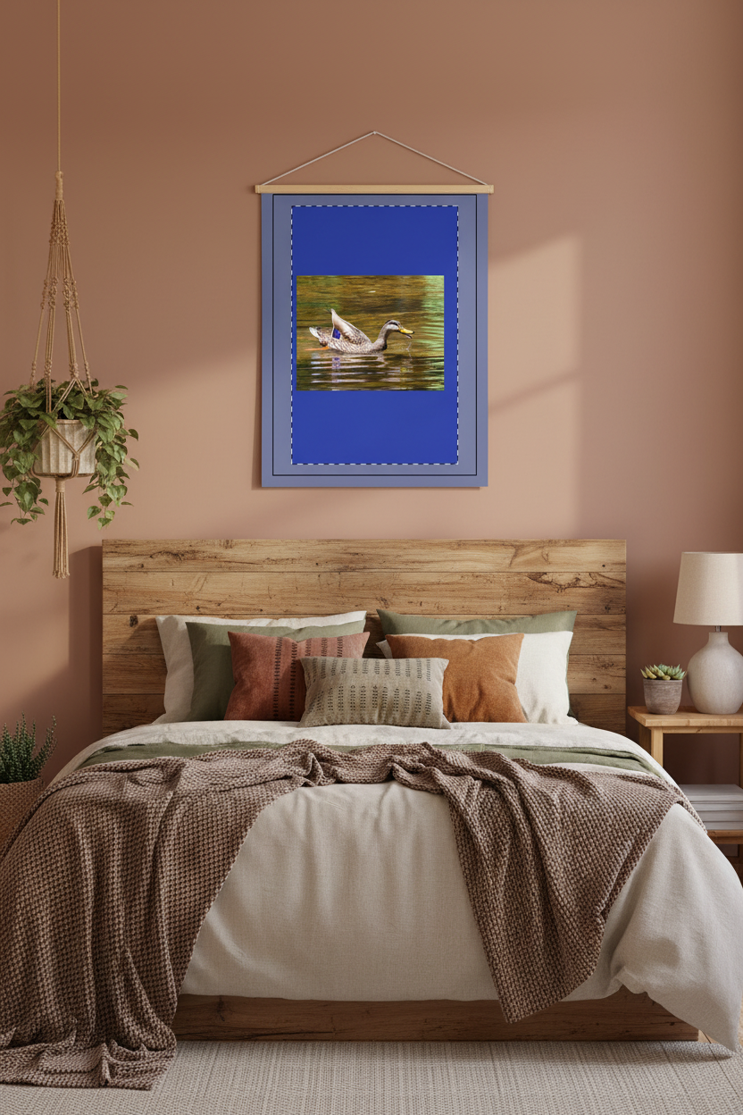 Mallard Duck Wood Topped Wall Tapestry