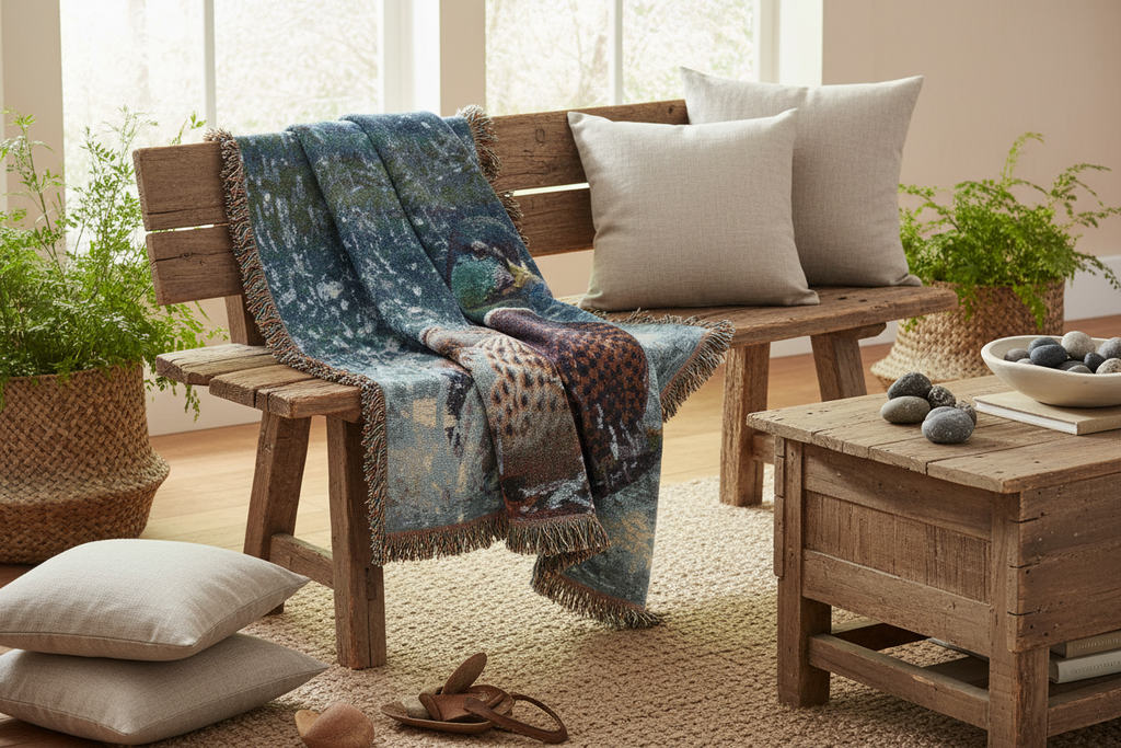 Mallard Duck Woven Blanket Lifestyle Mockup