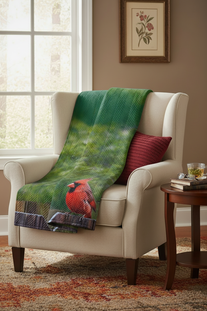 Northern Cardinal Quilted Throw