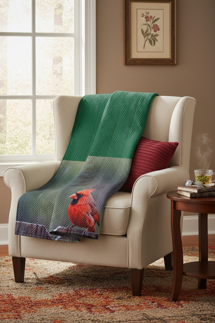 Northern Cardinal Quilted Throw
