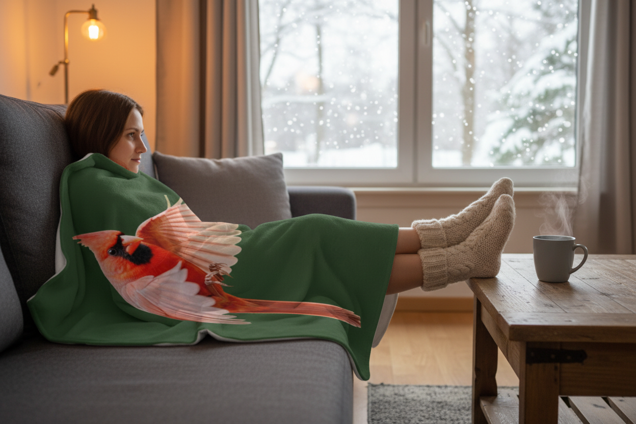 Northern Cardinal Sweatshirt Blanket