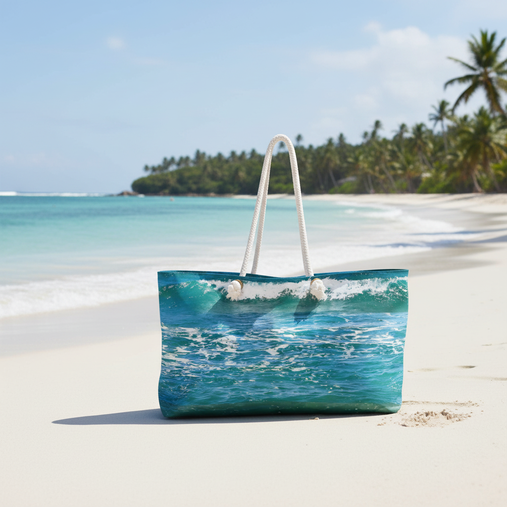 Ocean Wave Blue Weekender Bag – Coastal Travel Bag