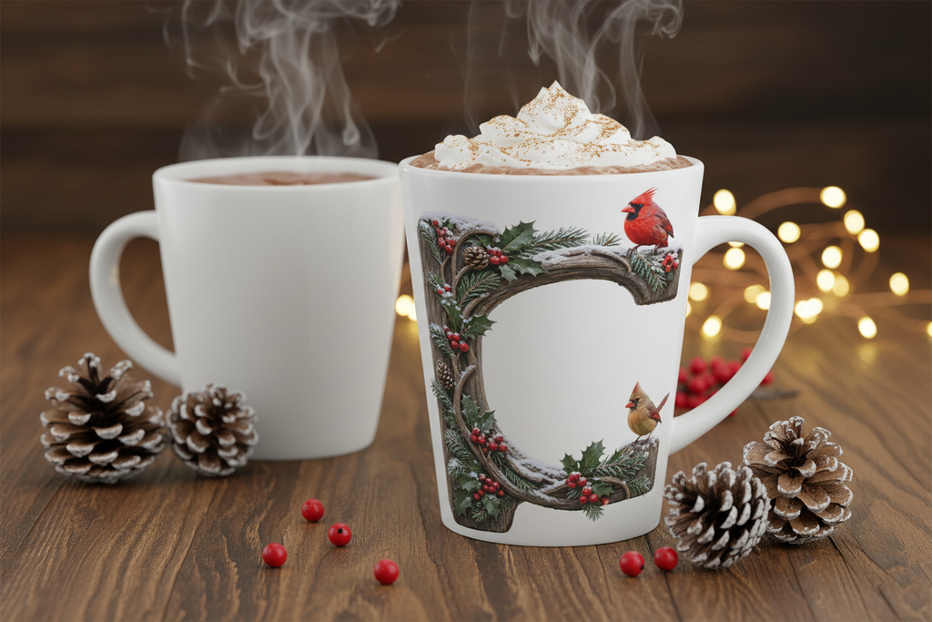 Winter Cardinal Latte Mug