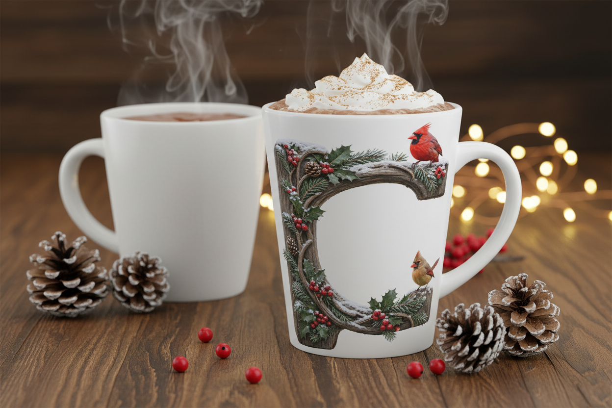 Winter Cardinal Latte Mug